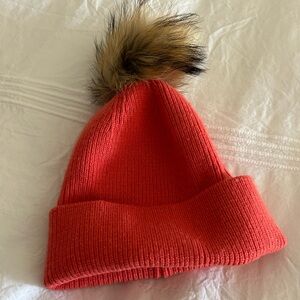 Look Cashmere orange pom pom hat